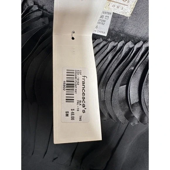 Francesca's Origami Pleated Sleeveless Sheath Party‎ Dress Size Small Black NWT - Picture 8 of 16